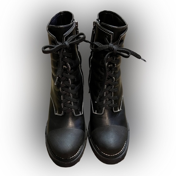 ZARA BLACK GENUINE LEATHER PLATFORM COMBAT BOOTS SIZE 41 - Picture 7 of 7